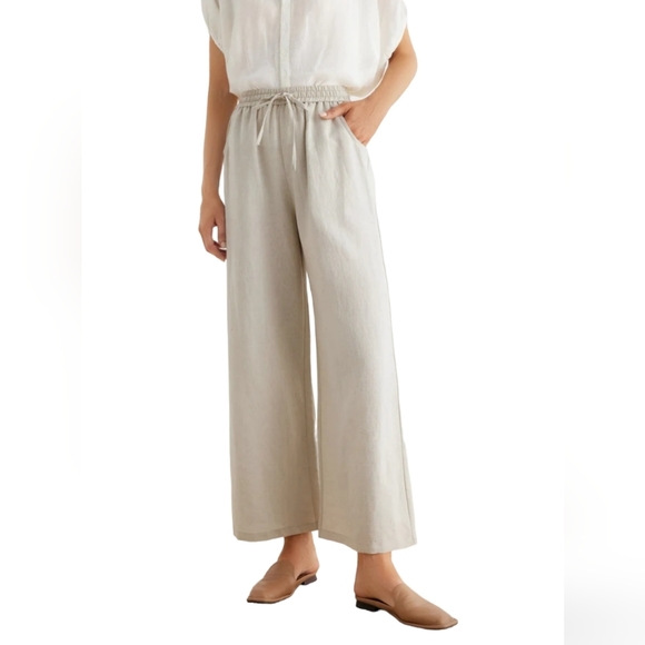 COPY - J. Crew~Woman Size S~Light Gray 100% Linen Pants Wide Leg. - Picture 1 of 12